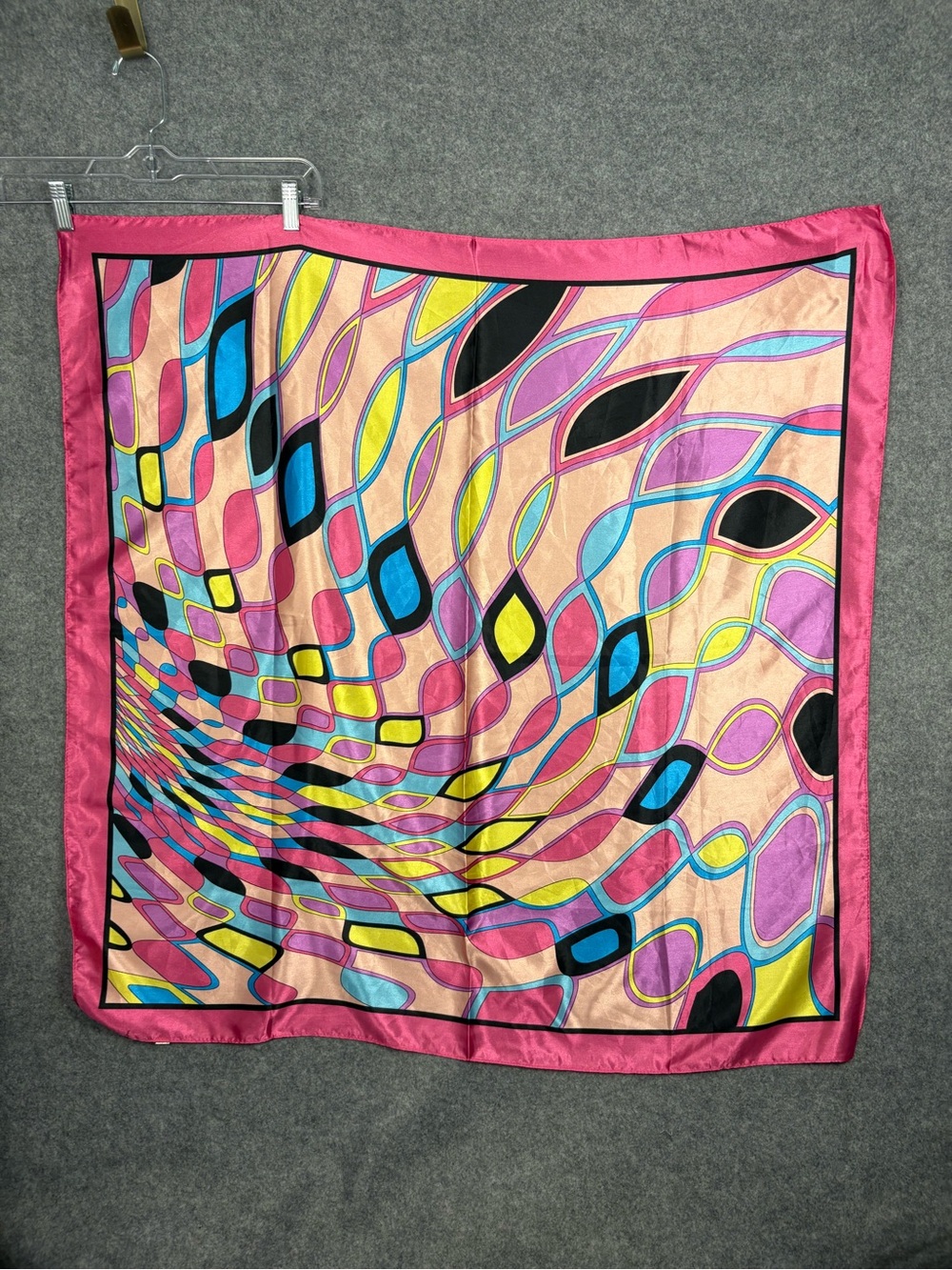 Colorful Abstract Geometric Pink Square Scarf 34x34